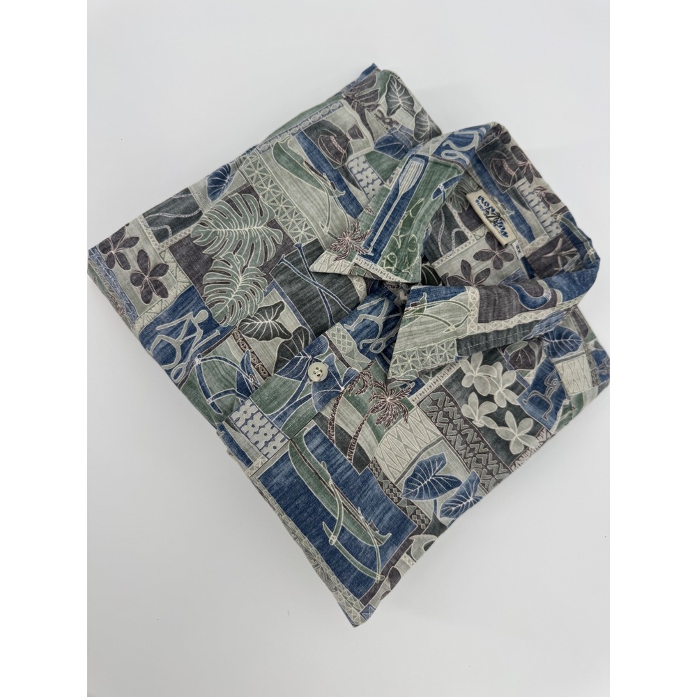 Ron Jon Surf‎ Shop Mens 2X Tropical Patchwork Button Down Shirt Cotton USA Made